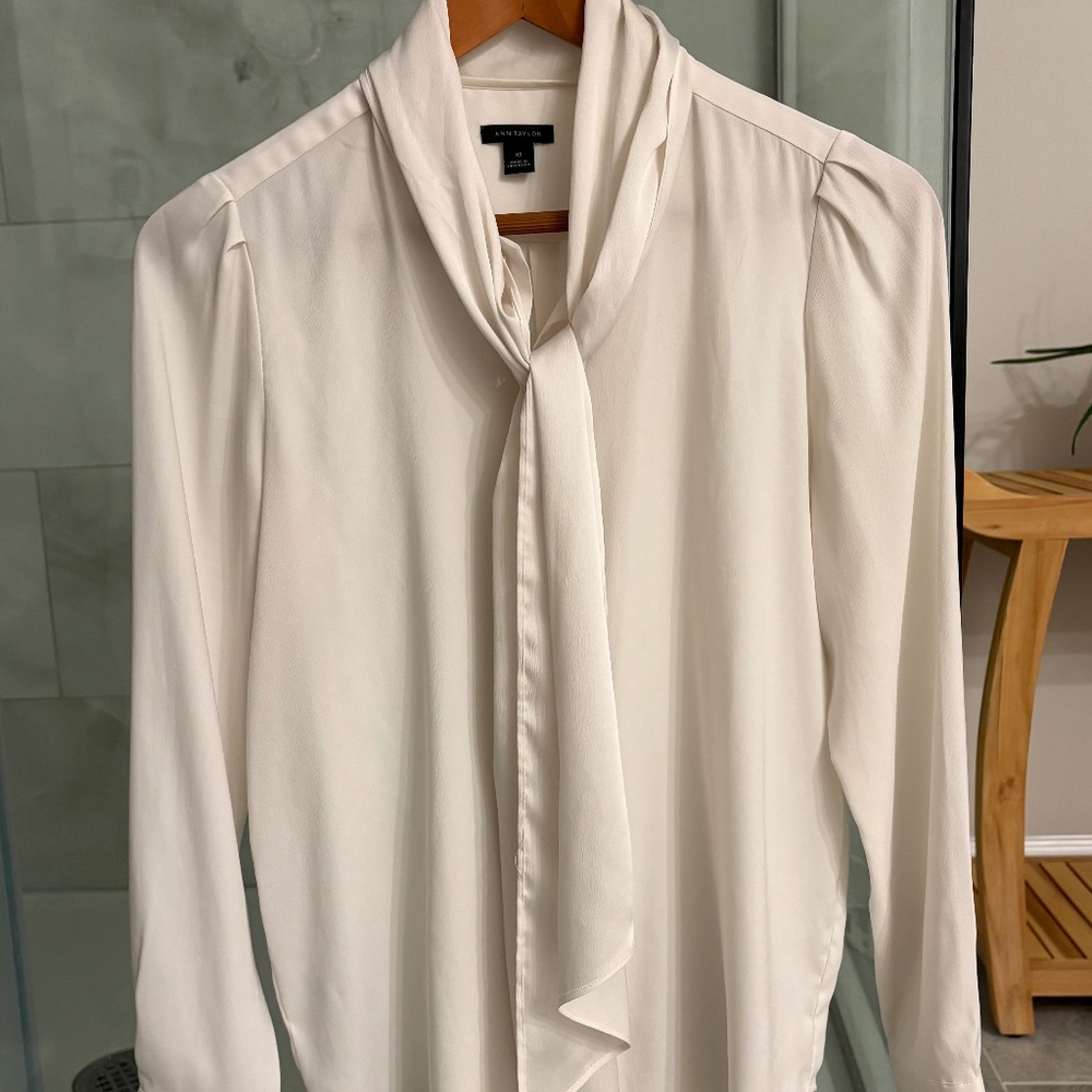 Ann Taylor Tie Neck Blouse - extra small